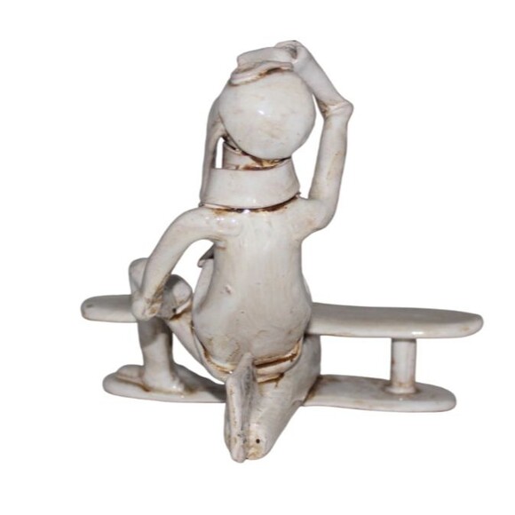 Dino Bencini Figurine Biplane Pilot Glazed Ceramic Art Sculpture Italy 6" - Picture 3 of 5